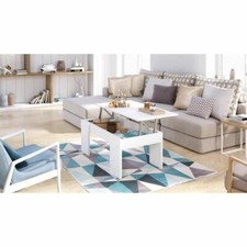 Table Basse Relevable Bois Design Plateau Rectangulaire Réhaussable Contemporain