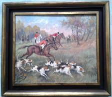 " Chasse à Courre  " Belle peinture d' Yves DIEY (1892-1984)