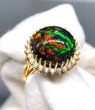 Bague aaa opale noire - bague,