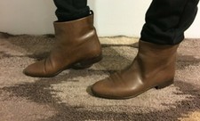 WOMEN BROWN LEATHER BOOTS booties by Calvin Klein SIZE 8 NEW $125