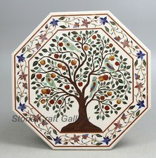 42 " Marbre Centre Table Top Demi Précieux Pierres Incrustation Art Handmade