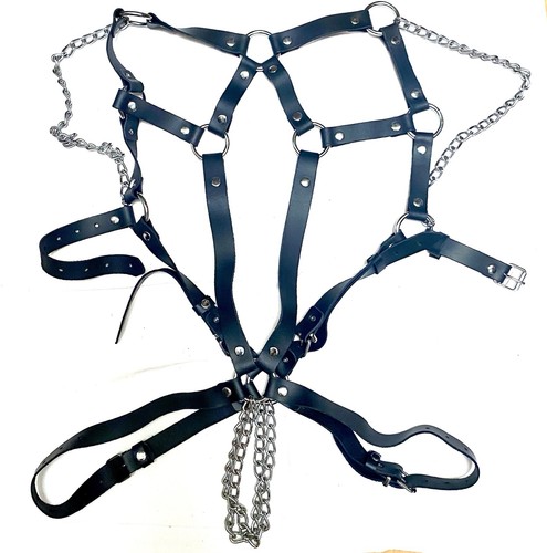 Harnais cuir chaînes - cuir,