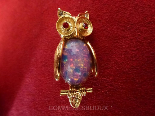 Broche vintage hibou owl duc - owl,