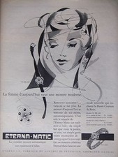 PUBLICITÉ 1956 ETERNA MATIC MONTRE AUTOMATIQUE A ROULEMENT A BILLES -ADVERTISING