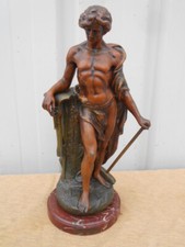 STATUETTE "LE TRAVAIL" EPOQUE DEBUT 1900 EN REGULE par "V. CONSTANT"