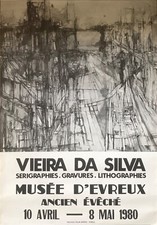 VIEIRA DA SILVA AFFICHE LITHO EXPOSITION 1980 SERIGRAPHIE GRAVURE LITHOGRAPHIE