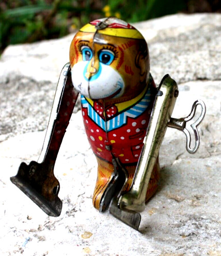 Ancien singe automate jouet - jouet, a