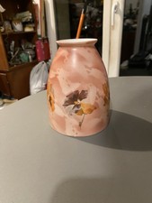 ancien globe tulipe de lampe suspension opaline rose fleurs pensées vintage