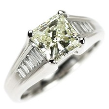 Bague diamant taille princesse Pt900 2,001 ct M SI1 D0,30 ct - Livraison grat...