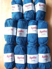 11 pelotes 100 % Coton Mercerise Capri KATIA Crochet Coloris Bleu
