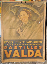 affiche ancienne carton publicitaire pastilles valda pub rare authentique