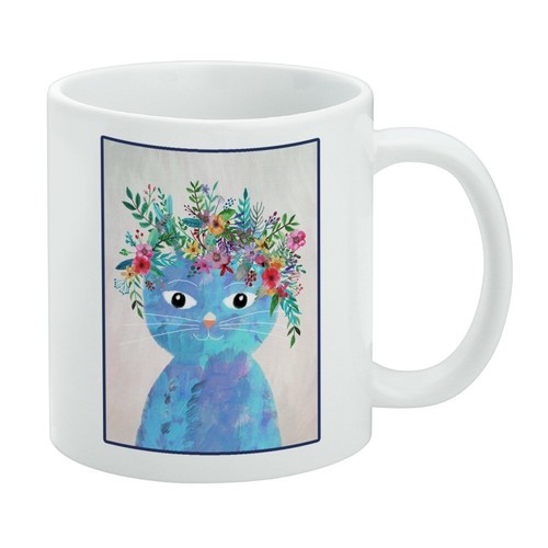 Blue cat flower hat white - blue,