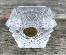 Petit bougeoir carré en cristal taillé Cristal d'Arques carré bougie chandelle