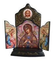 Triptyque  - Orthodoxe -  Icone Religieuse - Vierge Marie 