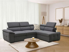 Canapé d'angle convertible 4 places EW coloris gris, 255x94x193cm