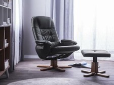 Superbe Cuir Fauteuil de Massage Fauteuil TV Fauteuil Salon Noir Avec Massage