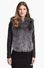 VINCE Leather Sleeve Silver Fox Jacket Coat Size M $2175  Sold Out!