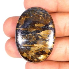 74.05Cts. Bronzite Marron Naturel Ovale Cabochon 38 X 26 X 06mm. Ample Gemme