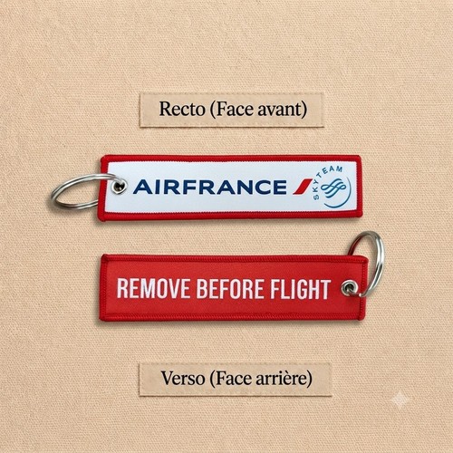 Porte clé brodé avion - avion, flamme