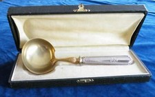 Louche, poche à crème manche ARGENT fourré 19e siècle