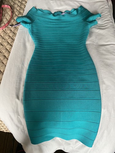Herve leger teal dress size - herve,