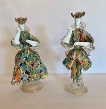Couple Colombo/colombine MURANO verre multi couleur 