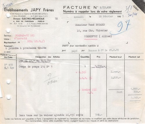 1955 ets japy freres paris - ets,
