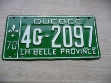 plaque immatriculation du quebec annee 70