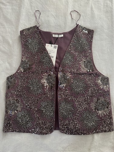 Zara purple floral beaded - zara,