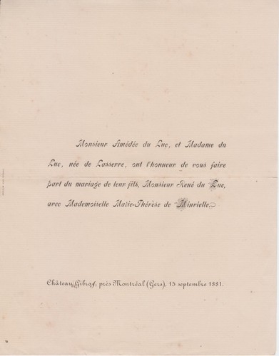 1881 faire part mariage rené - 1881, faire-part