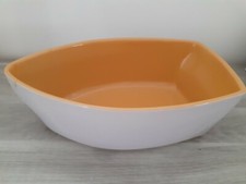 Plat à four en forme de bateau blanc - jaune - Vintage
