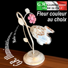 Lampe de chevet classique ivoire or 1 lumière lampe fleurs roses au choix ANNA