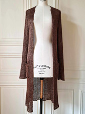 RARE Hermes Long Sleeve Metallic Bronze Cardigan Sweater Knit Outer FR 38 US 6 S