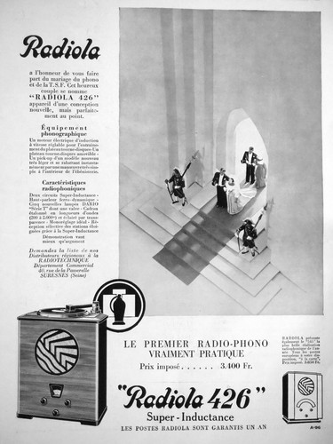 Publicité 1932 radiola 426 - 1932,
