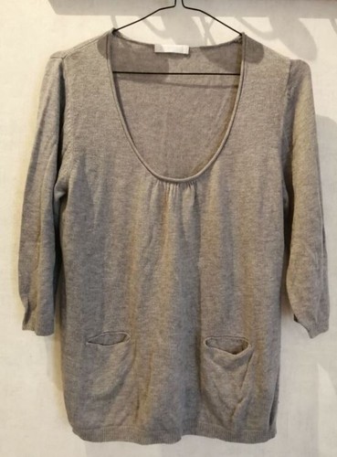 Pull gris coton - , encolure
