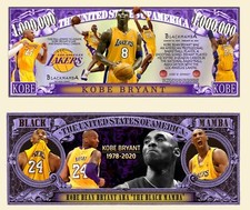KOBE BRYANT - BILLET MILLION DOLLAR US! Collection BASKET BALL LAKERS Nba Sport 