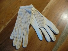 Vintage Gants cuir et tricot  écru femme taille 7 1/4