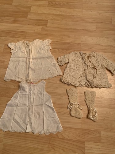 Cream knit baby outfit with - knit,