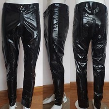 Sexy Homme Faux Cuir Look Trempé Serré Leggings Pantalon Club Fermeture Éclair