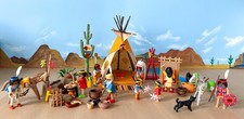 +++ PLAYMOBIL - Diorama indiens, tipi, bébé composé de 3733-3871-4652-5461 +++