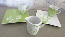 Service petit déjeuner 2 tasses + pot à lait Geneviève Lethu Maison du Jersey