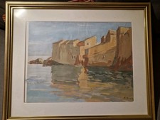 PIERRE BACH PEINTRE DE LA CORSE, ERBALUNGA, AQUARELLE SIGNÉE ENCADREE