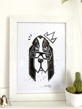 Linogravure sa majesté - linogravure,