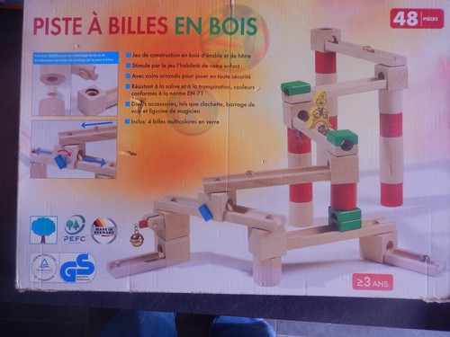 Jeu piste billes bois - jeu, bois-