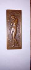 Rare plaquette en bronze " Eve", par Frédéric Vernon. Frappe début XXème siècle.