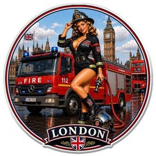 Sticker pin pompiers london - sticker, pin-up