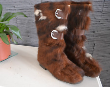 Bottes hiver femme SPORNEIGE en fourrure poils vachette ou chèvre - Années 70