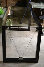 Rocge Bobois bureau bois et verre trempe h.75cm-l.160cmx70cm