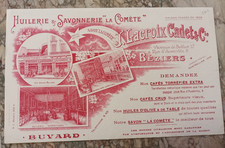 beziers ancien buvard huilerie et savonnerie la comete  J.Lacroix Cadet & cie