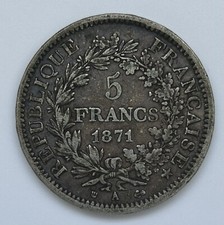 5 Francs Hercule 1871 A Camélinat Trident - Argent